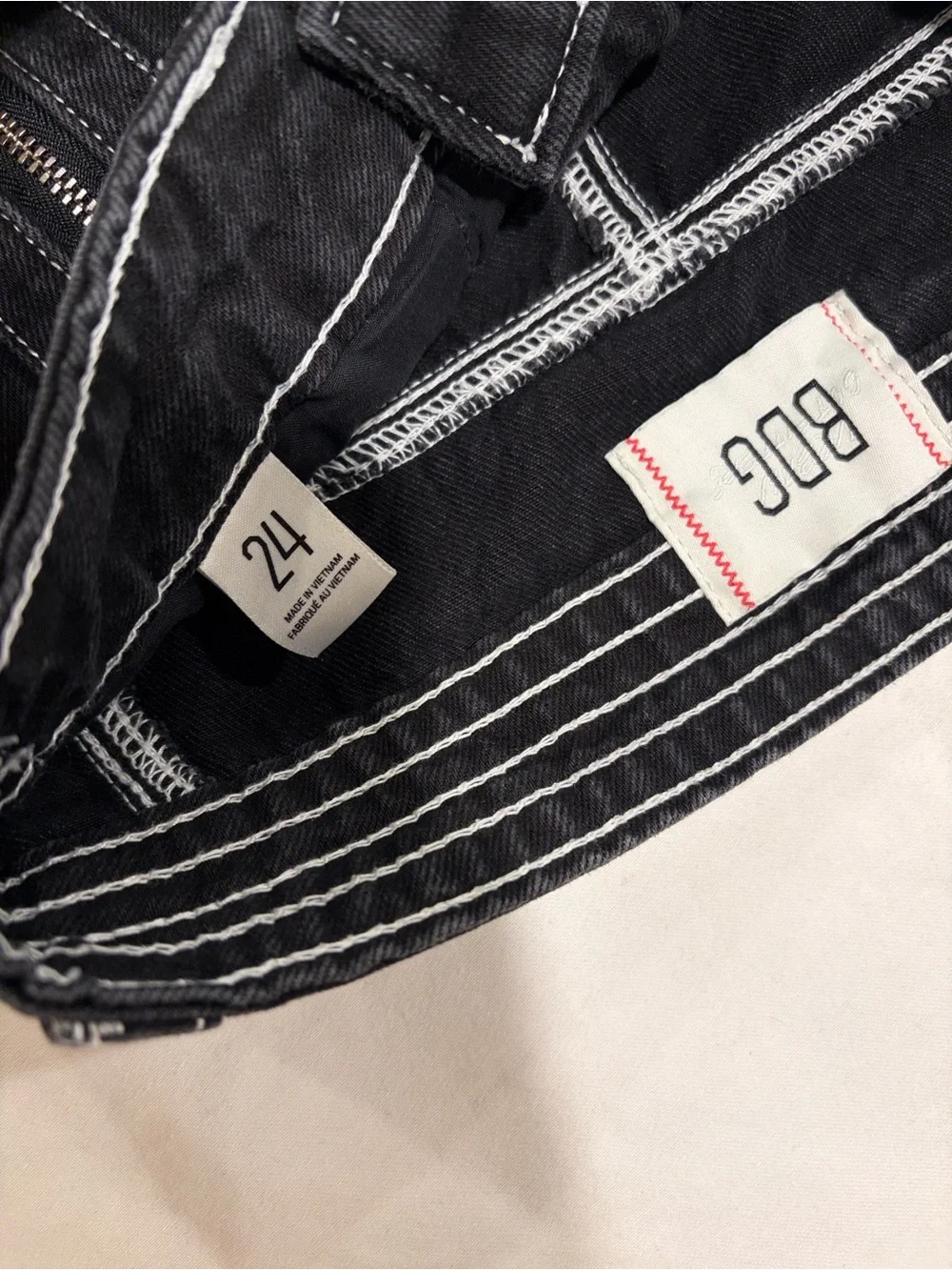 BDG Black Pants with White Contrast Stitching Detail